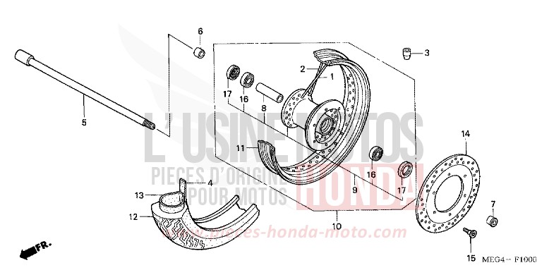 FRONT WHEEL for Shadow Aero CANDY BLAZE ORANGE (YR196BB) from 2006